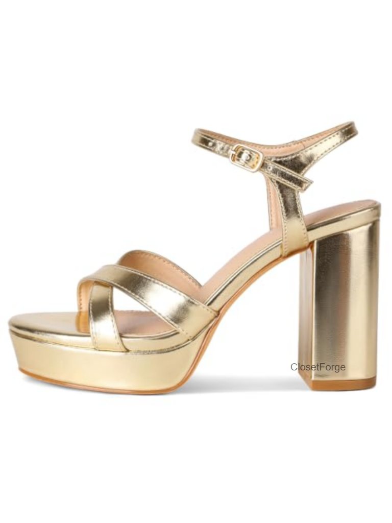Chunky Heeled Open Toe Sandals Block Heel Dress Sandals